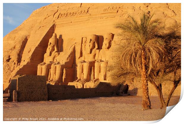 The Fantastic Statues of Abu Simbel from Right Through Trees, Egypt Print by Philip Brown