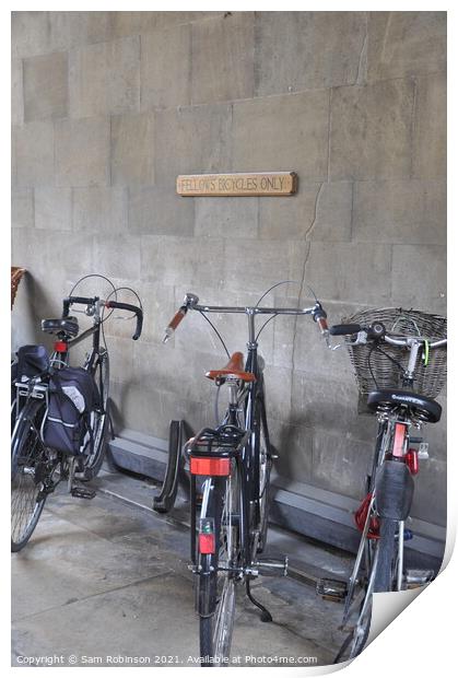 Cambridge University Bicycles Print by Sam Robinson