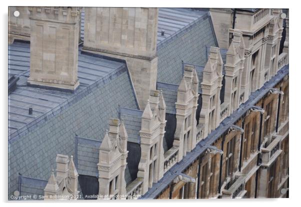 Cambridge Rooftops with Gargoyles Acrylic by Sam Robinson