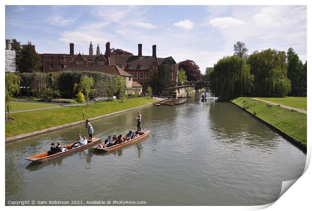 Punting on the River Cam Print by Sam Robinson