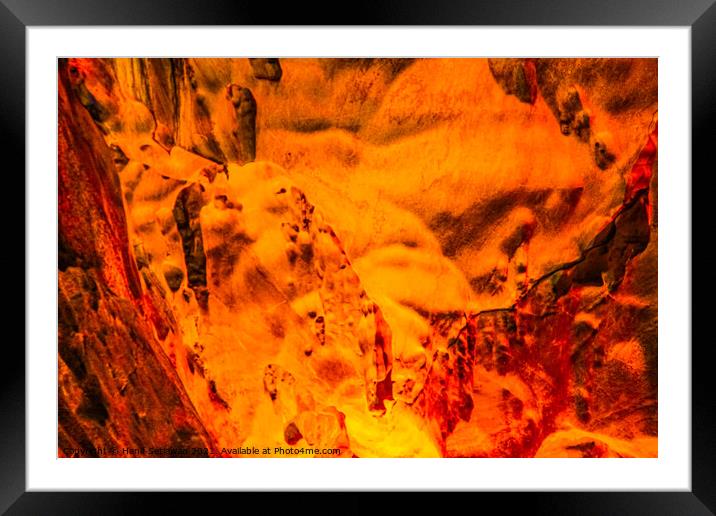 Gnomes or trolls on yellow cave wall. Framed Mounted Print by Hanif Setiawan