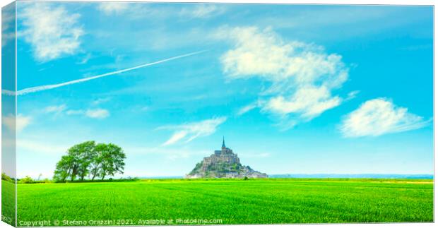Mont Saint Michel trees and clouds. Normandy Canvas Print by Stefano Orazzini