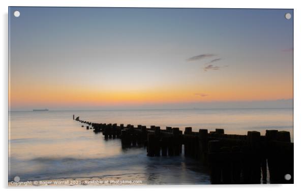 Ocean Movement Sunrise Acrylic by Roger Worrall