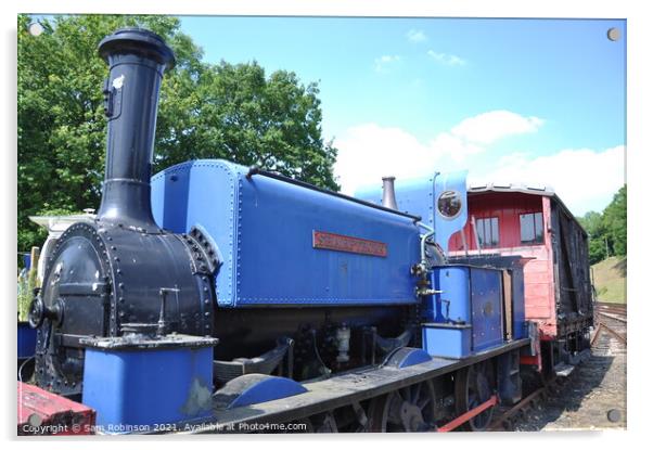 Blue Steam Engine, Bluebell Railway Acrylic by Sam Robinson