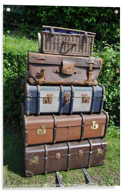 Historical Steam Travel Luggage Pile Acrylic by Sam Robinson