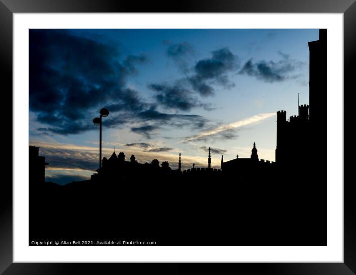 Skyline Silhouette Dusk Cambridge City Framed Mounted Print by Allan Bell