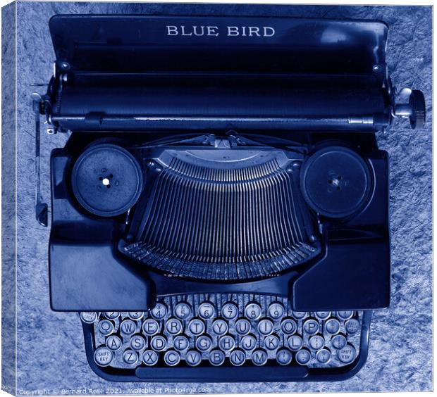 Vintage Blue Typewriter Canvas Print by Bernard Rose Photography
