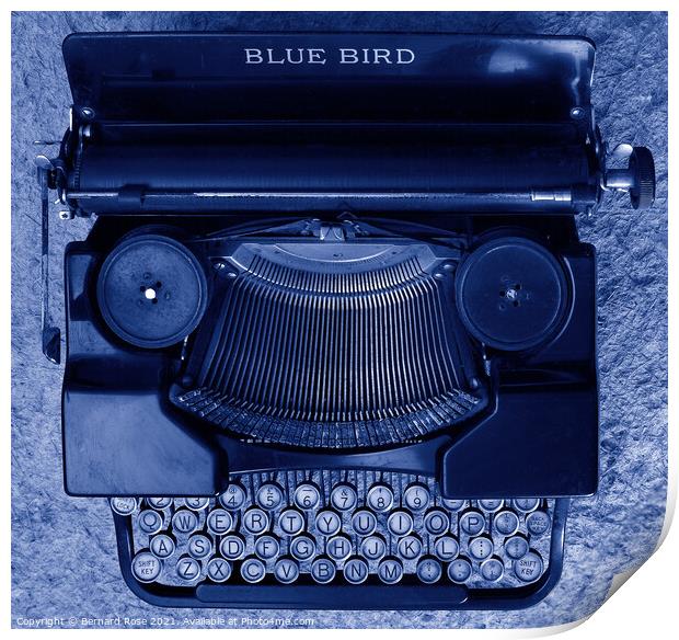 Vintage Blue Typewriter Print by Bernard Rose Photography