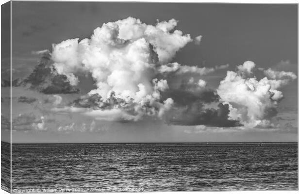 Black White Large White Rain Cloud Blue Water Moorea Tahiti Canvas Print by William Perry