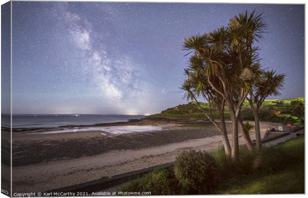 Langland Bay under the night sky Canvas Print by Karl McCarthy