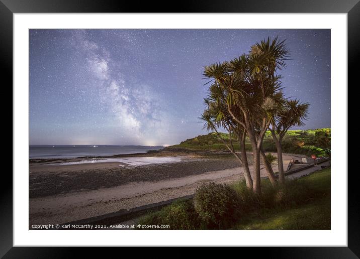 Langland Bay under the night sky Framed Mounted Print by Karl McCarthy