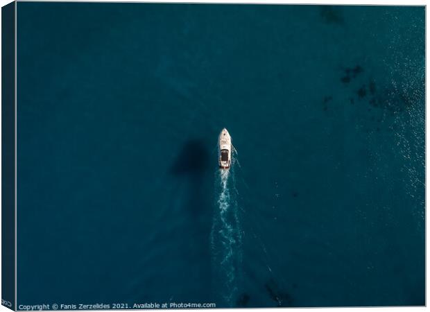Speedboat in open sea Canvas Print by Fanis Zerzelides