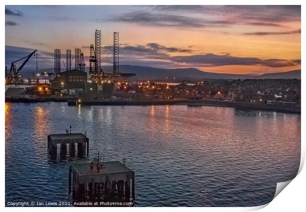 Evening Approach to Invergordon Print by Ian Lewis