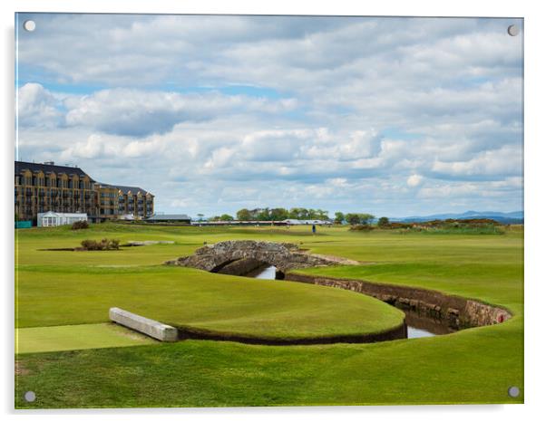 Swilken Bridge, The Old Course, St Andrews. Acrylic by Tommy Dickson