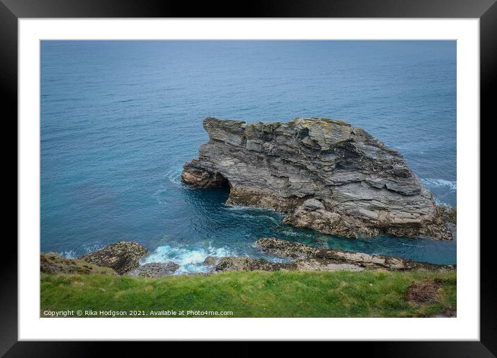 Seascape, Rock formation at Portreath, Cornish sea Framed Mounted Print by Rika Hodgson