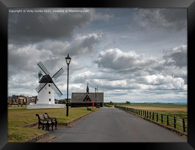 Lytham Windmill & Old Lifeboat House Framed Print by Vicky Outen