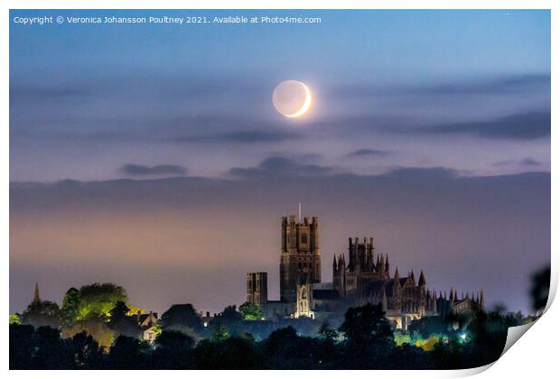 Ely Cathedral at night, Ely  Print by Veronica in the Fens