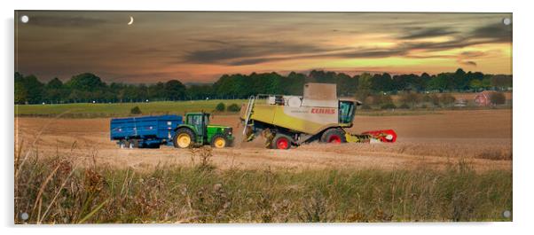 Gathering the Harvest in Wiltshire Acrylic by Dave Williams