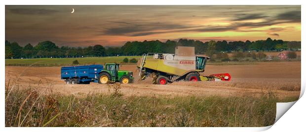 Gathering the Harvest in Wiltshire Print by Dave Williams