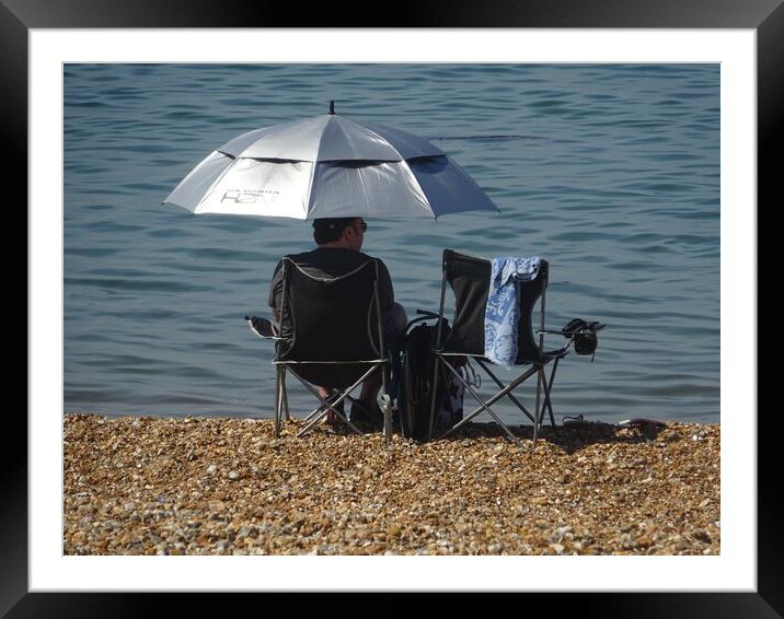 Sunshade at Whitstable Framed Mounted Print by John Bridge