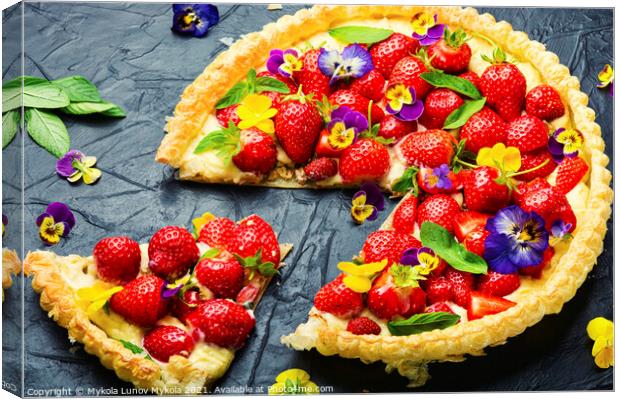 Open summer pie with strawberry Canvas Print by Mykola Lunov Mykola