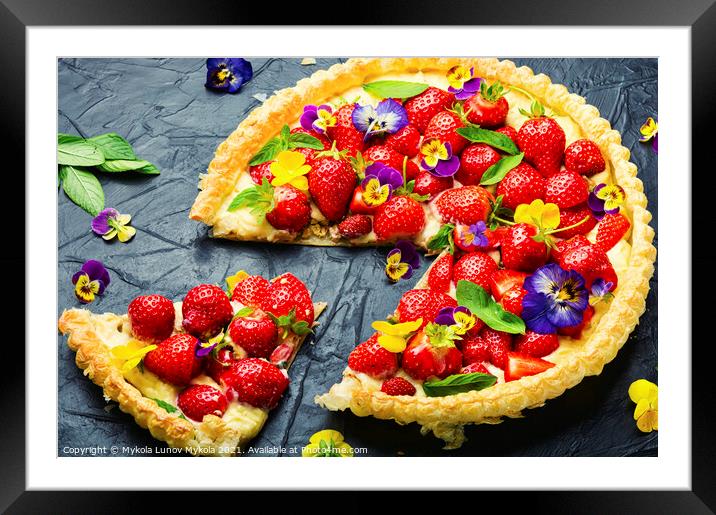 Open summer pie with strawberry Framed Mounted Print by Mykola Lunov Mykola