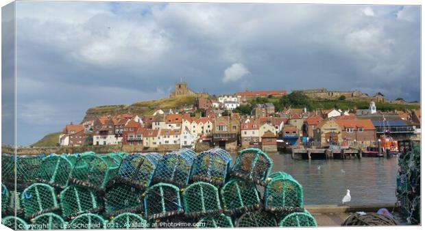 Whitby Harbour  Canvas Print by Les Schofield