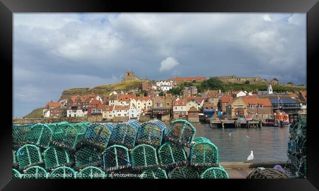 Whitby Harbour  Framed Print by Les Schofield