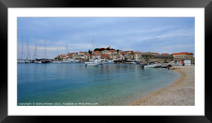 Primosten old hilltop town Croatia Framed Mounted Print by Diana Mower