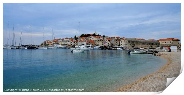 Primosten old hilltop town Croatia Print by Diana Mower