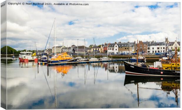 Stornoway Harbour Reflections Isle of Lewis  Canvas Print by Pearl Bucknall