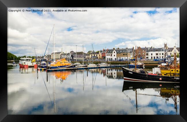 Stornoway Harbour Reflections Isle of Lewis  Framed Print by Pearl Bucknall