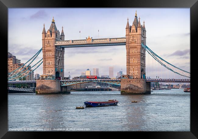 Tower Bridge over the River Thames at Dusk  Framed Print by Dave Collins
