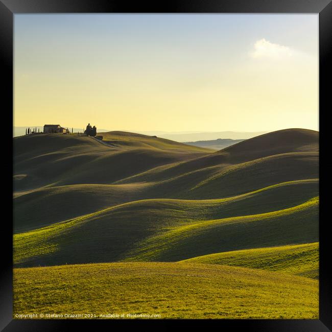 Rolling Hills in Crete Senesi. Tuscany Framed Print by Stefano Orazzini