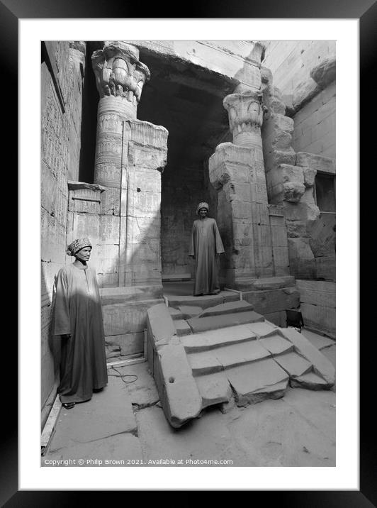  Horus Temple in Egypt - B&W Framed Mounted Print by Philip Brown