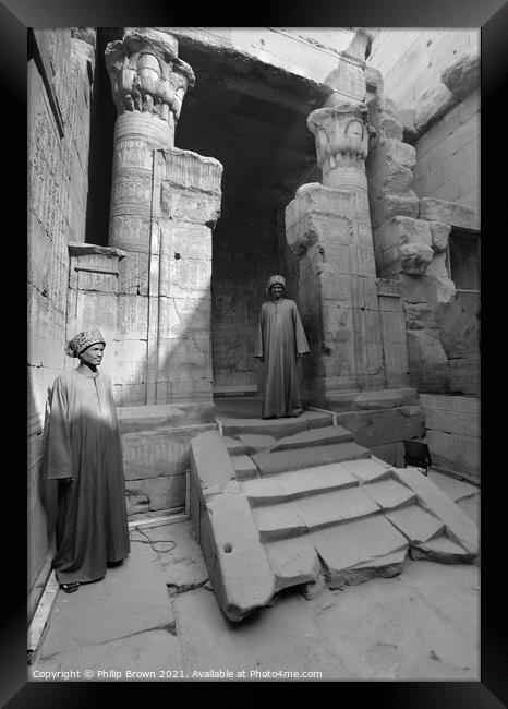  Horus Temple in Egypt - B&W Framed Print by Philip Brown