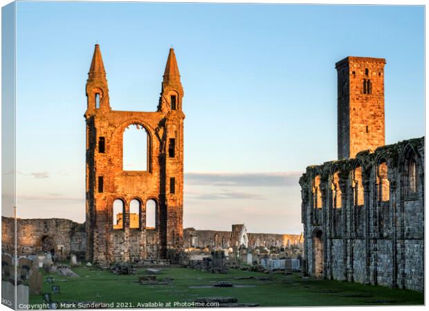 St Andrews Cathedral at Sunset Canvas Print by Mark Sunderland