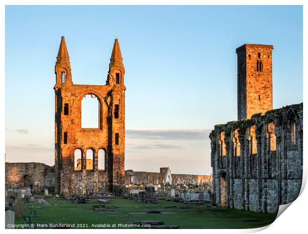 St Andrews Cathedral at Sunset Print by Mark Sunderland