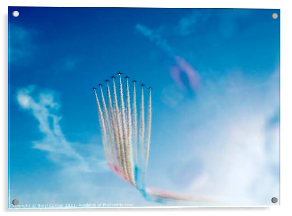 Spectacular Red Arrows Display over Carbis Bay Cor Acrylic by Beryl Curran