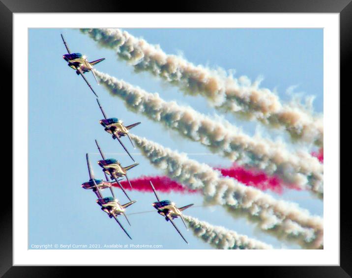 Spectacular Red Arrows Display Framed Mounted Print by Beryl Curran