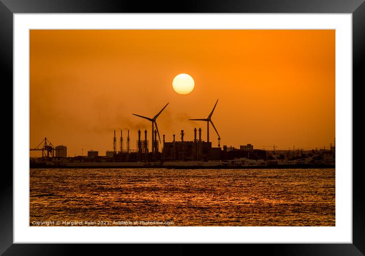 Fiery Industrial Landscape Framed Mounted Print by Margaret Ryan