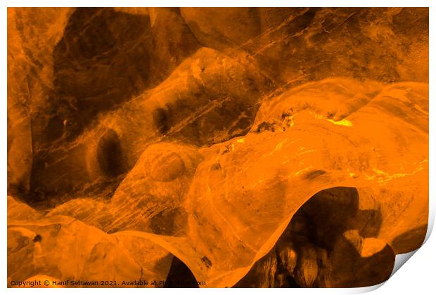 Abstract shapes on a flowing stone wall in a cave Print by Hanif Setiawan