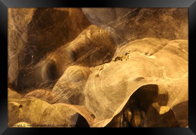Abstract shapes of a dog snout on cave wall Framed Print by Hanif Setiawan