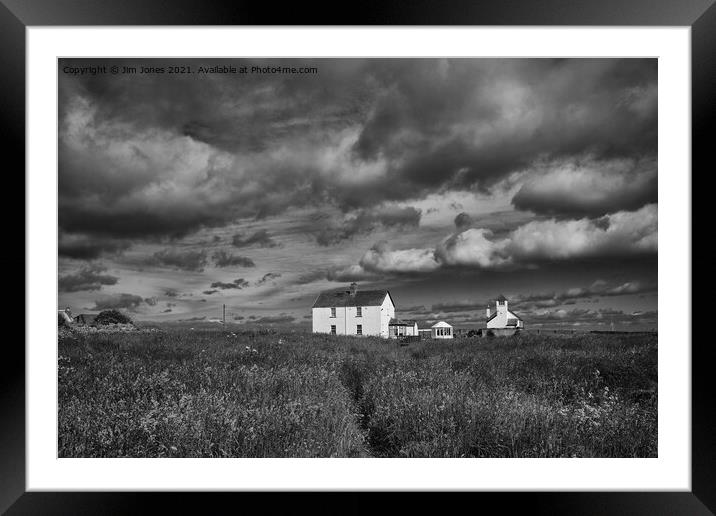 Whitewashed Buildings in Monochrome Framed Mounted Print by Jim Jones