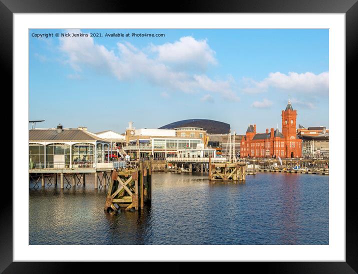The Waterfront at Cardiff Bay Wales Framed Mounted Print by Nick Jenkins