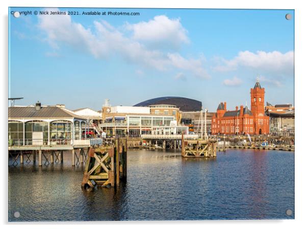 The Waterfront at Cardiff Bay Wales Acrylic by Nick Jenkins