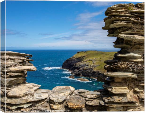 Stunning View from Tintagel Castle in Cornwall, UK Canvas Print by Chris Dorney