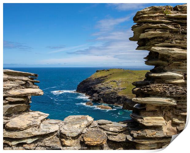 Stunning View from Tintagel Castle in Cornwall, UK Print by Chris Dorney