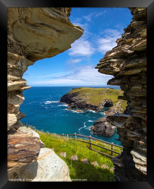 Stunning View from Tintagel Castle in Cornwall, UK Framed Print by Chris Dorney