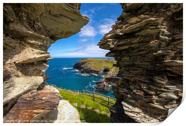 Stunning View from Tintagel Castle in Cornwall, UK Print by Chris Dorney